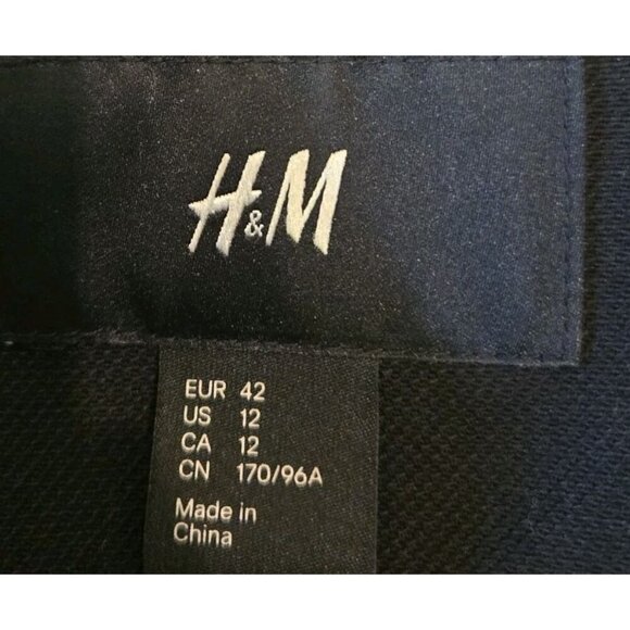 H&M Button Front Belted Black Lined Jacket Womens 12 Pockets Military Cotton Lar - Picture 4 of 10